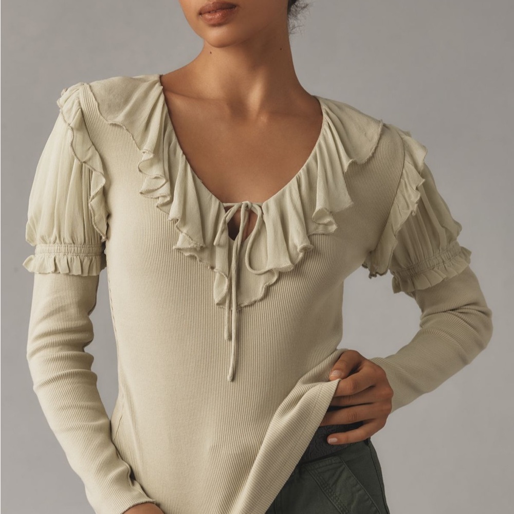 By Anthropologie long sleeve ruffle top